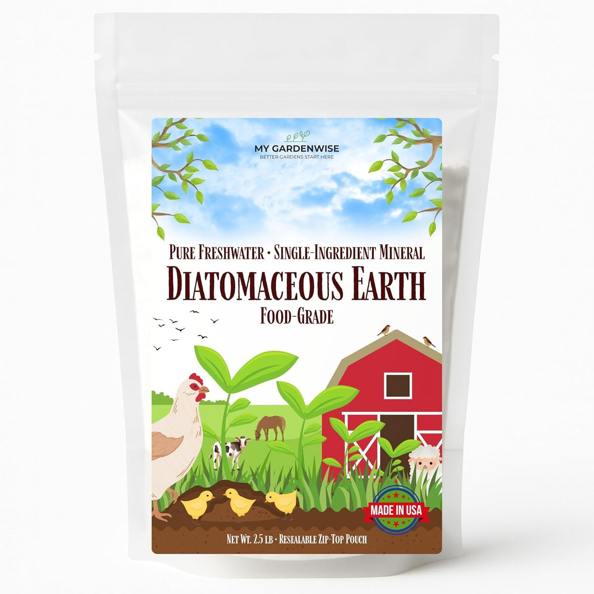 Diatomaceous Earth Food Grade – Diatomaceous Earth (DE) Powder – Pets & Plants Safe – Made in USA (2.5 lb)