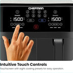 Chefman TurboFry Touch Dual Air Fryer, Maximize The Healthiest Meals With Double Basket Capacity, One-Touch Digital Controls And Shake Reminder For The Perfect Crispy And Low-Calorie Finish