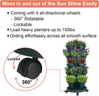 Vertical Planter 5 Tier Stackable Planters Garden Planters Strawberry Herb Flower and Vegetable Planter Indoor Outdoor Gardening Pots with Removable Wheels and Tools