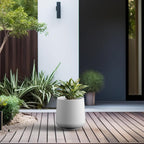 Kante 15.3-Inch Dia Round Concrete Planter, Large Plant Pot with Drainage Hole and Rubber Plug for Indoor Outdoor Use – Home, Garden, or Patio, Pure White