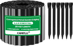 Corrugated Metal Garden Edging,Sturdy Tall Landscape Edging Borders with 6pcs Anchor Stakes, Perfect DIY for Flower Beds, Lawn and Pathway,Tree Surrounds,Paver Edges (Black 8"×20FT)