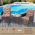 Magpie Fabrics Indoor/Outdoor Tufted High Back Chair Cushion Set of 2, Waterproof Deep Seating Rocking Chair Outdoor Chaise Lounge Sun Lounger Chair Cushions(Botanical Red Orange)