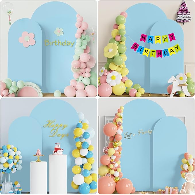 Fomcet Wedding Arch Cover 7.2FT, 6FT Dusty Blue Spandex Fitted Fabric Arch Backdrop Covers 2 Set for Round Top Chiara Arched Backdrop Stand Cover for Wedding Birthday Party Baby Shower Decor
