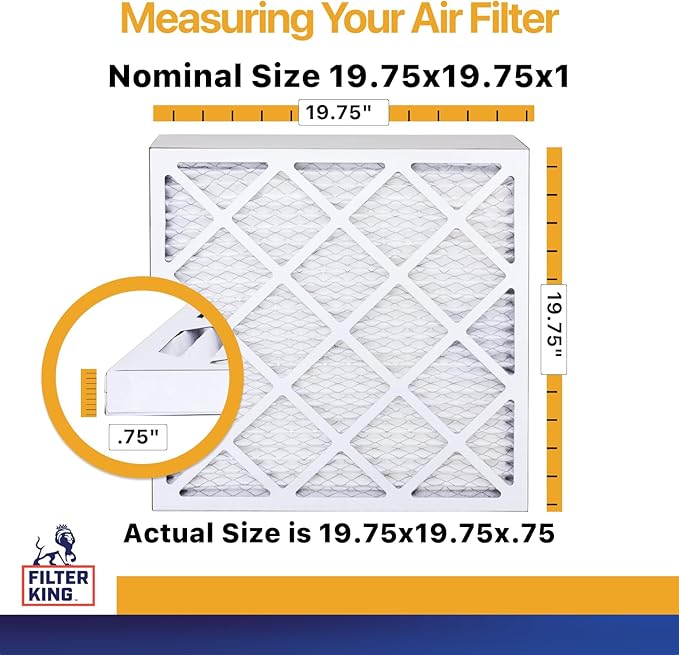 Filter King Air Filters 19.75x19.75x1 | 4-PACK | MERV 13 HVAC Pleated AC Furnace Filters | Air Purifier | Replacement Filters for Clean, Healthy & Fresh Environment | MADE IN USA