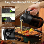 Oil Sprayer for Cooking, 16oz Glass Olive Oil Dispenser Bottle for Kitchen Gadgets, 2 in 1 Spray and Pour Dark Brown Bottle with Stickers for Air Fryer, Salad