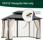 Covered Outdoor Universal Gazebo Mosquito Netting Replacement - 10' x 12' 4-Panel Screen Walls with Double Zipper for Outdoor Patio Canopy Garden Gazebos, Slate Gray and Beige