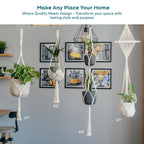 Nook Theory 4-Pack Macrame Plant Hangers with 8 Hooks - Hanging Planters for Indoor Plants, Boho Macrame Hangers Indoor Outdoor, Decorative Plant Hanger Indoor (Cream)