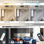 118 inches Modern Glam Crystal Chandelier for High Ceiling LED Dimmable Ceiling Pendant Light Staircase Foyer Enterway Living Room Chandelier Lighting Black 12 Lights