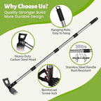 Weed Puller Tool with Long Handle, Stand Up Weeder with 63" Telescoping Handle, 2-in-1 Manual Weeder Remover & Garden Hoe, 6 Sharp Tines for Crack Weeding and Root Removal