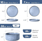 LIANYU Dinnerware Dish Sets for 4, 12 Piece Stoneware Plates and Bowls, Kitchen Dinner Set for Dessert Salad Pasta, Microwave & Dishwasher Safe, Serenity Blue