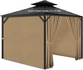 Gazebo Privacy Curtains 12' x 16' with Zipper 4-Panels Side Wall Universal Replacement for Patio, Outdoor Canopy, Garden and Backyard (Curtain Only)