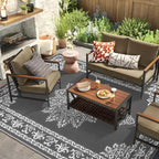 Yamaziot Outdoor Rug 6x9 Ft, Waterproof Plastic Straw Patio Rug, Reversible Backyard Carpet UV Resistant Portable RV Mat Clearance, Large Indoor Outdoor Rug for Patio, Porch, Deck, Balcony, Dark Gray