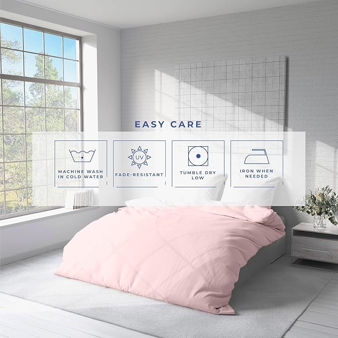 Kotton Culture 1 Pc Queen Size Duvet Cover Only -100% Egyptian Cotton Sateen 600 Thread Count Ultra Soft Premium Durable Comforter Cover Zipper Closure & Corner Ties (Pink Blush, Queen/Full 90" X 90")
