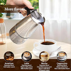 6 Cup Moka Pot Percolator Italian Coffee Maker 300ml Stovetop Espresso Mocha Stainless Steel Greca Coffee Maker Classic Cafe Makers Suitable for Induction Cookers Ceramic Stoves Straight