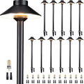 Low Voltage Landscape Path Light, Solid Brass Pathway Light IP65 Waterproof, Hat Shaped 12V Wired, Black LED for Walkway Garden with 3W 270LM 5000K Daylight G4 Bulb (12 Pack)