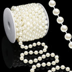 16 Feet 10mm Pearl Strings Garland for Crafts, Artificial Pearl Beaded Trim Chain Roll Strands for Wedding Centerpieces Bouquet Party Decoration Christmas Tree Garland, Ivory