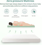 EGO White 8 Inch Short Queen Memory Foam RV Mattress, Cooling Gel Green Tea Mattress for RVs, Campers & Trailers, Bed in a Box, CertiPUR-US Certified, 60"×75", Medium Firm