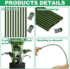 50Pcs Plant Stake Clip Set Green, Plant Sticks Supplies Support Tall, Useful Support Clips, Fine Workmanship Allow Bending Suitable for Various Plant Pots Indoors and Outdoors