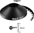 AGTEK 118FT Plastic Landscape Edging Kit 2inch Height No-Dig Garden Edging Border Lawn Edging Roll for Flower Bed Lawn Yard, Black, with 72 Anchoring Spikes