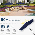 6.5' x 10' Rectangular Patio Umbrella Large Outdoor Market Umbrella w/UV Protection, Push Button Tilt and Crank Lift, Rectangle Table Umbrella for Garden, Deck, Pool, Patio, Navy Blue