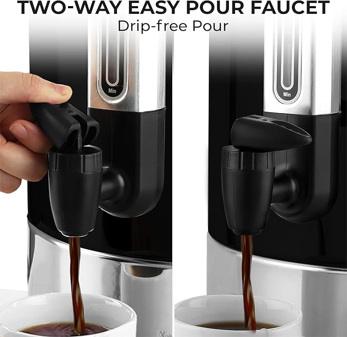 Zulay Commercial Coffee Maker - 100 Cup Coffee Percolator With Double-Wall Stainless Steel & Twist-Lock Lid - Quick Brewing Coffee Urn With Keep-Warm Mode For Events & Catering - Black