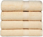 Casa Lino Linen Brown Bath Towels Set of 4 (54" x 27") - Large Bathroom Towel Set - 100% Cotton Towels for Bathroom - Highly Absorbent & Quick Dry Bath Towel Multipack - New Apartment Essentials