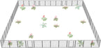 FXW Garden Fence Outdoor for The Yard – 32in(H) x 109.4ft(L) Heavy Duty Metal Animal Barrier for Dog and Rabbit, Decorative Dog Fence, 48 Panels, Silver