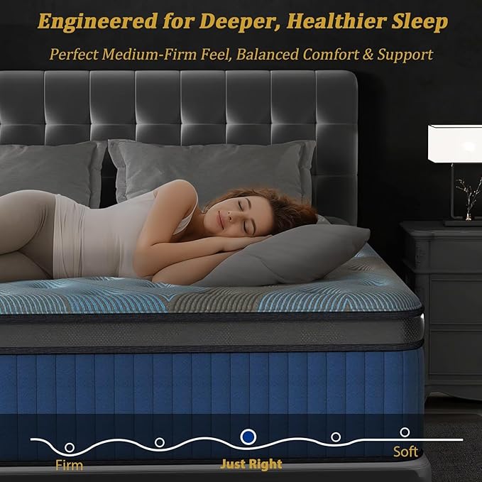 Twin Mattress 10 Inch, 2025 Hybrid Twin Size Mattress in a Box, Upgrade Durable Individual Pocket Springs, Medium Firm Lumber Support Pressure Pain Relief, Breathable Comfort, CertiPUR-US Certified