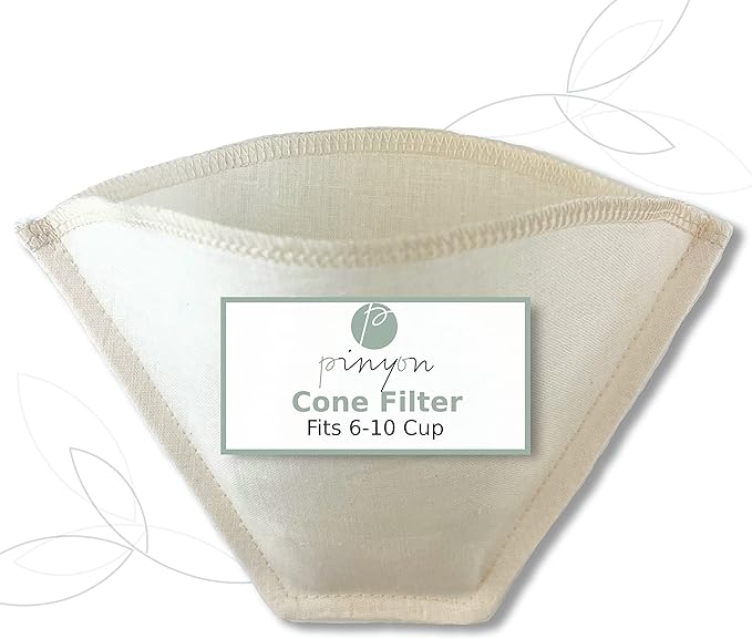 Cloth Reusable Cone Coffee Filter (Size #4) - Made in Canada of Hemp and Organic Cotton - Zero Waste, Eco-Friendly, Natural Filter for Drip Coffee Makers