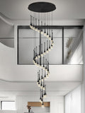 Staircase Chandelier 42-Lights Crystal Ceiling Lights Adjustable Length 197inches Large Chandeliers for High Ceilings, Entryway Lighting Fixture Black