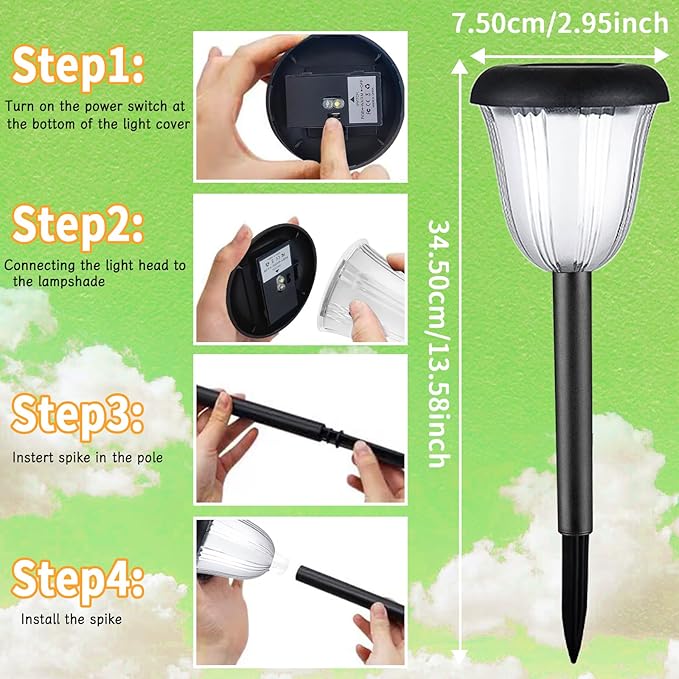 Solar Pathway Light for Outdoor, Solar Powered Pathway Landscape Lighting for Garden, 4 Pack Waterproof Solaire Walkway Light Landscape Lights for Driveway Lawn Patio Sidewalk Yard