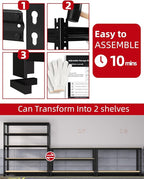 PrimeZone 32" W x 16" D x 63" H Storage Shelves - 5 Tier Adjustable Garage Storage Shelving, Heavy Duty Metal Storage Utility Rack Shelf Unit for Warehouse Pantry Closet Kitchen, Black