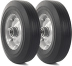 AR-PRO (2-Pack) 10" x 2.5" Flat Free Solid Rubber Replacement Tires - Flat-Free Tire and Wheel for Hand Trucks and Wheelbarrows with 5/8" Axles