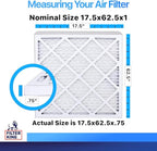 Filter King 17.5x62.5x1 Air Filter | 4-PACK | MERV 8 HVAC Pleated A/C Furnace Filters | MADE IN USA | Actual Size: 17.5 x 62.5 x .75"