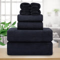 8 Piece Oversized Bath Towels Set Black,2 Extra Large Bath Towel Sheets,2 Hand Towels and 4 Washcloths 600 GSM Highly Absorbent Quick Dry Towels Set for Bathroom Hotel