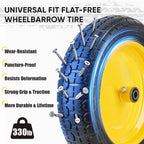 TICONN 4.80/4.00-8 Tire, 14.5" Flat Free Wheelbarrow Tire and Wheel, Solid Replacement Tires with 3" Centered Hub, 5/8" 3/4" Bearings, Universal Fit 4.80/4.00-8, 3.50/3.00-8, 4.00-6 (Yellow)