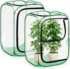 2 Pack Pop up Plant Enclosure Cover Foldable Clear PVC Mini Greenhouse for Freeze Protection with Zipper Door 24 x 24 x 36 Inch Garden Plant Cover Protect Fruit Vegetable Fruit from Bird Pest