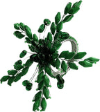 Napkin Rings Set of 12 for Dining Table Decoration Parties Everyday Metal Napkin Holder Leaf Dark Green (Pack of 12)