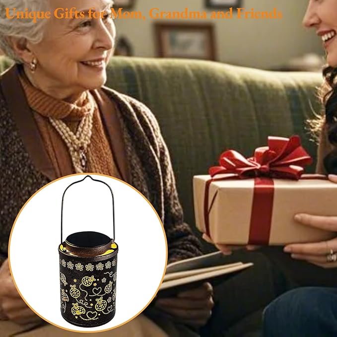 Upgraded Ladybug Solar Lights for Outside Garden Decor, Waterproof Hanging Metal Lanterns Outdoor Solar Lights for Yard, Patio, Porch, Fence - Birthday Gifts for Women, Mom, Grandma