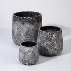 Craft flowerpots 18"+13"+9" Dia Round Concrete Planter Set of 3 Large Outdoor/Indoor Planter Pots Containers with Drainage Holes and Rubber Plug for Home Garden (Dark Gray, Large)
