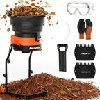 MAXLANDER Electric Leaf Mulcher/Shredder, 15 Amp 8400 RPM, 18:1 Ratio, Adjustable Dial, with Goggles, Leaf Scoops/Gloves, 20 Cutting Lines-Portable Garden/Yard Grinder & Chipper for Wet/Dry Leaves