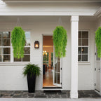 RECUTMS 3 Pcs Artificial Fake Hanging Ferns Plants Vine Ivy Outdoor UV Resistant Plastic Faux Plant for Outside Decoration (Green)