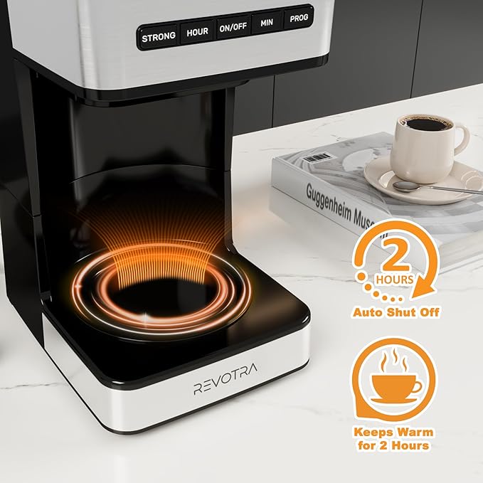 12-Cup Programmable Coffee Maker, Regular & Strong Brew Drip Coffee Machine, 1-4 Cup and Ice Coffee Setting, 24H Timer, Auto Shut-Off, Keep Warm, Pause & Serve