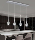 4-Lights Modern Pendant Lights for Kitchen Island LED Dimmable Crystal Glam Ceiling Pendant Lighting Chandelier for Dining Room Hallway Bedroom Silver