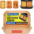 Air Fryer Liners Disposable for Dual Basket, 200Pcs Rectangle Parchment Paper Liner for Ninja DZ201 DZ401, Chefman/COSORI 2-Basket Air Fryer, Oil Proof Baking Paper by Vailnd(8.6x5.5 Inch)