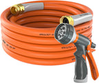 SPECILITE Garden Water Hose 25 ft x 5/8 in Heavy Duty, Flexible and Lightweight, Burst 600 psi, Kink-less Hybrid Rubber Pipe for Backyard, 3/4'' Brass Fittings, Orange