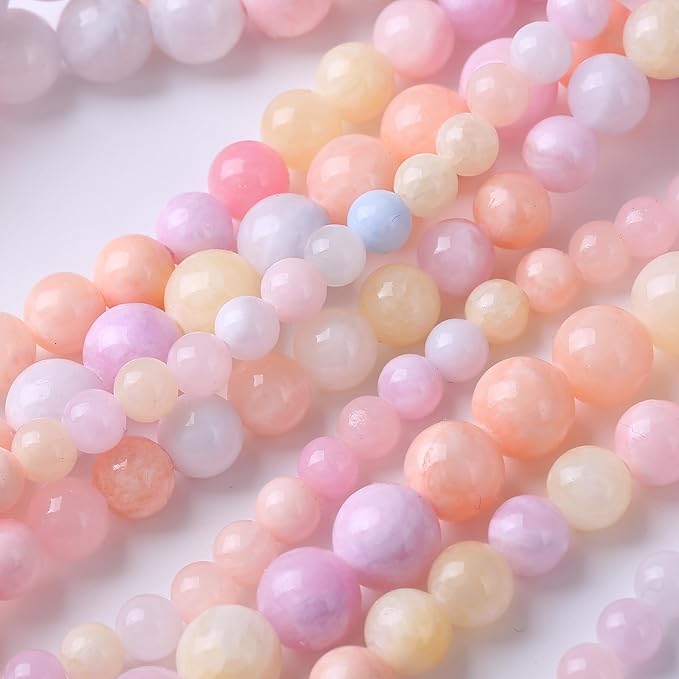 Colorful Rice Topaz Stone Beads Gemstone Round Crystal Energy Jade Beads Stone Beads for Jewelry Making DIY Bracelet Necklace Jewelry Making 1 Strand 15.5inch 4MM