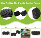 Vashly 40Ft Landscape Edging No Dig, 5.9In Garden Edging Border with 40Pcs Stakes, 40Pcs Plastic Flower Bed Border Flexible for Landscaping, Lawn Patio, Pathway, Black