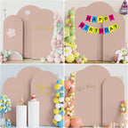 Fomcet Wedding Arch Cover 7.2FT, 6.6FT, 6FT Nude Spandex Fitted Fabric Arch Backdrop Cover Set of 3 Round Top Chiara Arched Backdrop Stands Covers for Wedding Ceremony Birthday Party Baby Shower