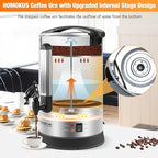 HOMOKUS Commercial Coffee Urn,14.2L Large Coffee Maker,100 Cup Double Wall Stainless Steel Coffee Dispenser,1500W Quick Brew Electric Coffee Percolator with Upgraded Internal Stage for Gathering